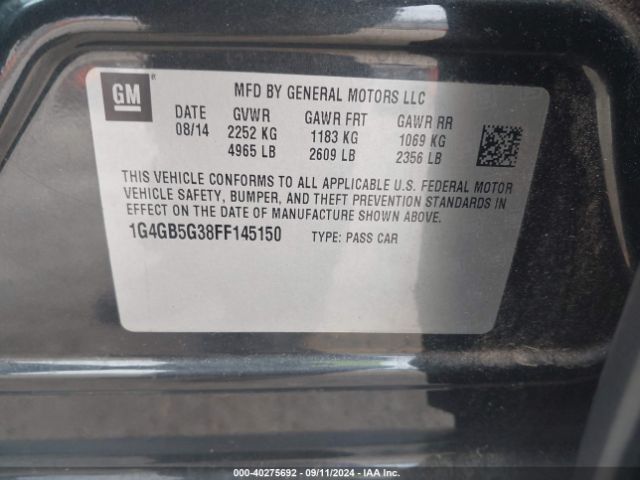 1G4GB5G38FF145150 Buick Lacrosse Leather
