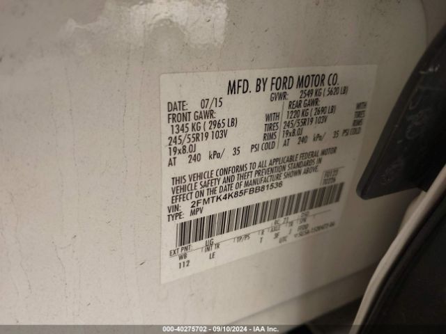 2FMTK4K85FBB81536 Ford Edge Titanium