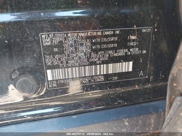 Toyota Rav4 Xle Premium 2021 2T3C1RFV2MC134691 Image 9
