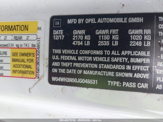 W04WH3N50JG048531 Buick Cascada Premium