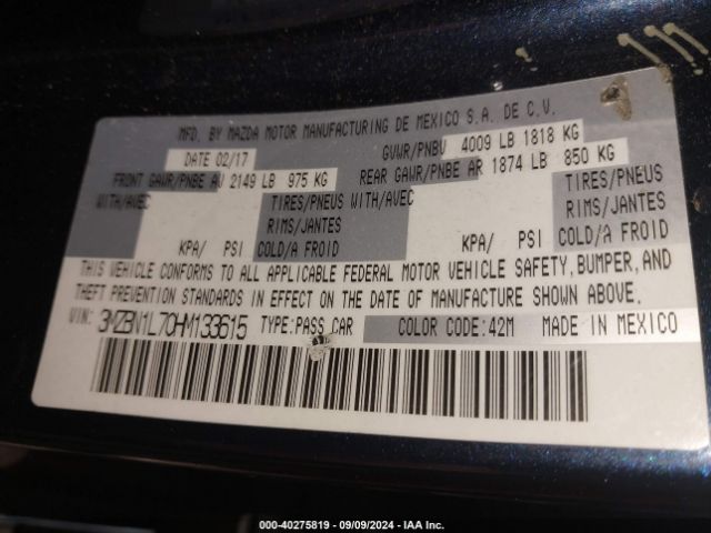 3MZBN1L70HM133615 Mazda Mazda3 Touring