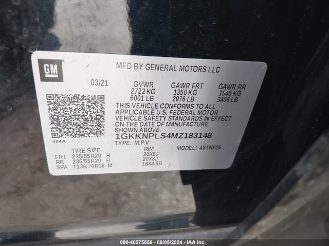 1GKKNPLS4MZ183148 GMC Acadia Fwd Denali