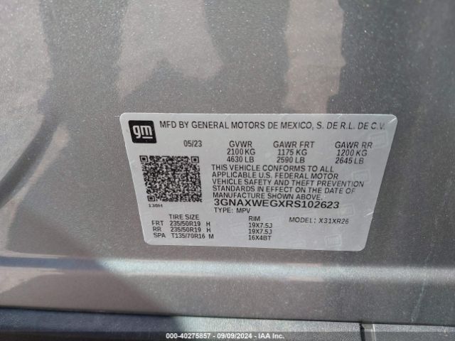 3GNAXWEGXRS102623 Chevrolet Equinox Awd Rs