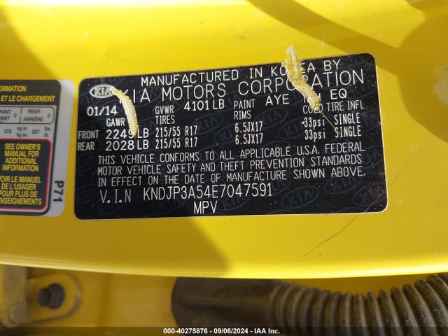 KIA SOUL + 2014 KNDJP3A54E7047591 Image 9