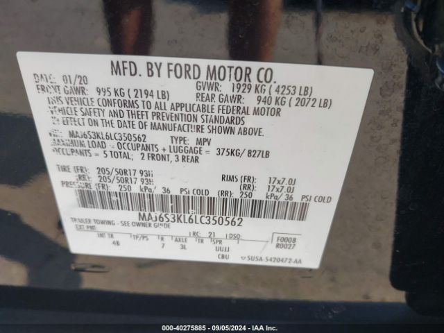 MAJ6S3KL6LC350562 Ford Ecosport Titanium