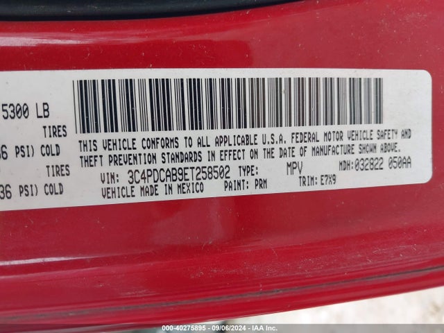 Dodge JOURNEY SE 2014 3C4PDCAB9ET258502 Image 9
