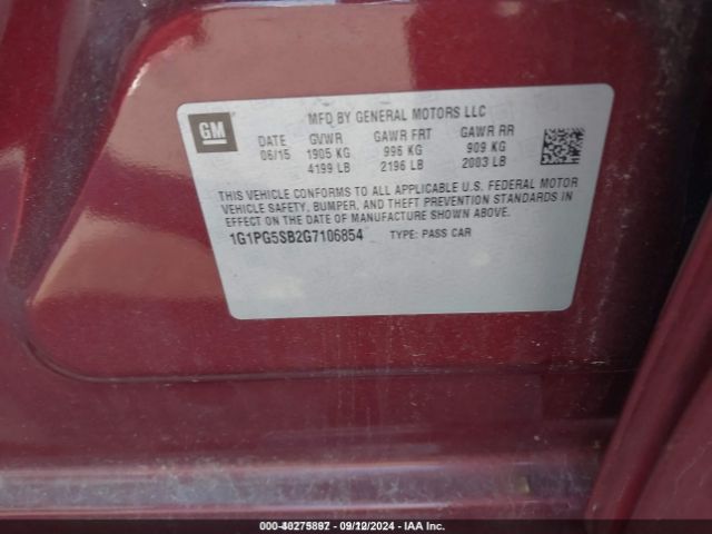 1G1PG5SB2G7106854 Chevrolet Cruze Limited Ltz Auto