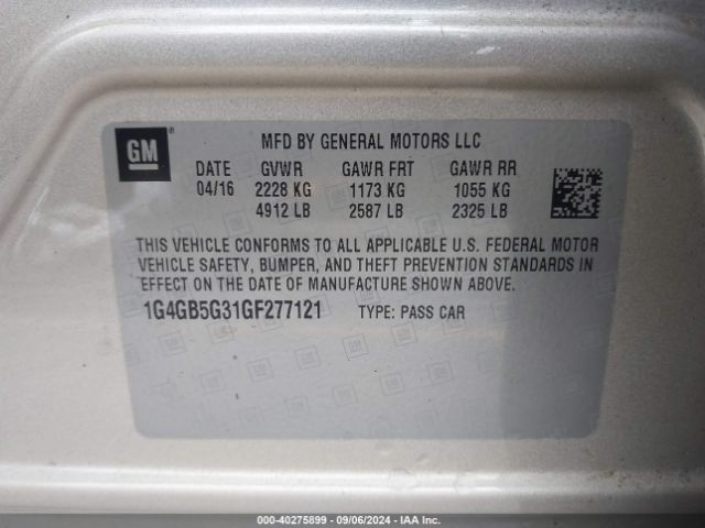 1G4GB5G31GF277121 Buick Lacrosse Leather