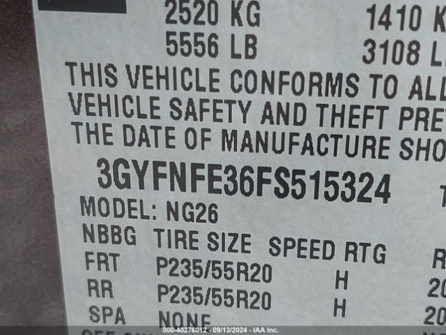 3GYFNFE36FS515324 Cadillac Srx Performance Collection