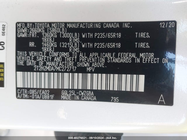 Lexus RX 350 2021 2T2HZMDA7MC272717 Image 9