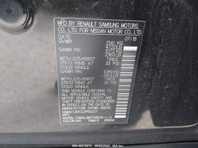Nissan ROGUE SV 2018 KNMAT2MV2JP611217 Image 9
