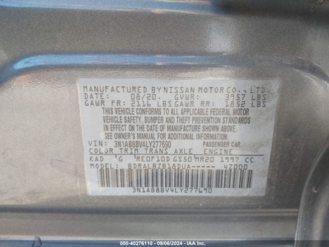 3N1AB8BV4LY277690 Nissan Sentra S Xtronic Cvt