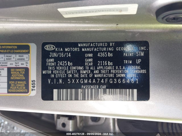 KIA Optima Lx 2015 5XXGM4A74FG366461 Image 9