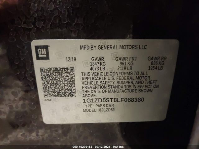 1G1ZD5ST8LF068380 Chevrolet Malibu Fwd Lt