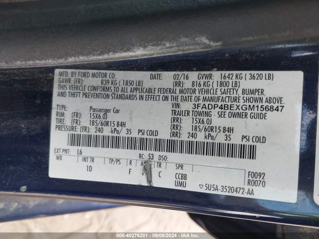 Ford FIESTA SE 2016 3FADP4BEXGM156847 Image 9
