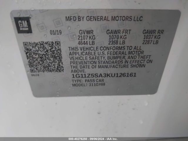 1G11Z5SA3KU126161 Chevrolet IMPALA LT