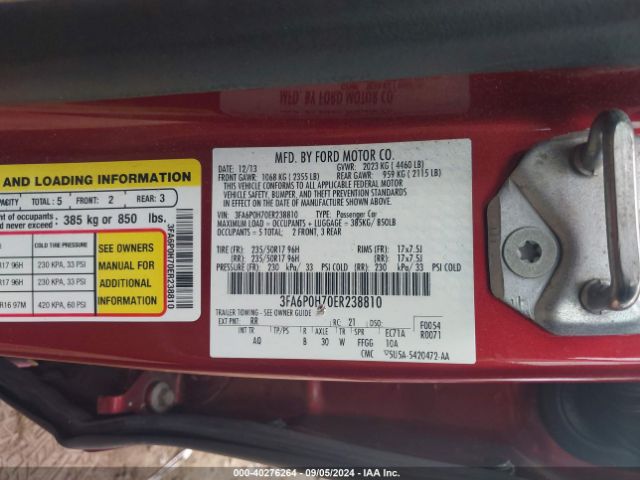 3FA6P0H70ER238810 Ford FUSION SE