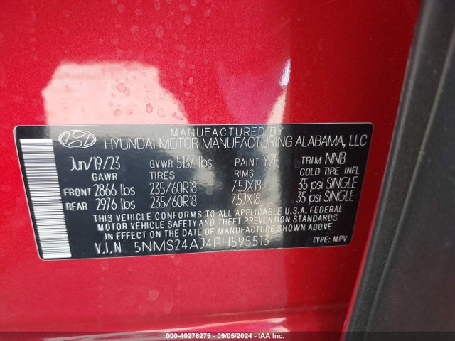 Hyundai Santa Fe Sel 2023 5NMS24AJ4PH595513 Image 9