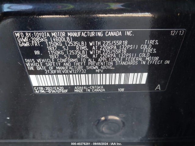 Toyota Rav4 Limited 2014 2T3DFREV0EW127732 Image 9