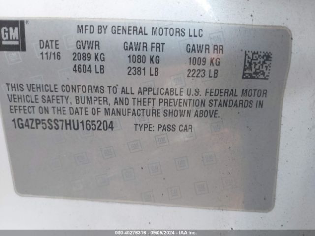 1G4ZP5SS7HU165204 Buick Lacrosse Essence