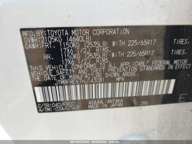 JTMBFREV7HJ143081 Toyota RAV4 LE