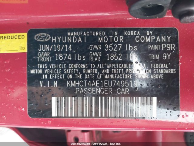 KMHCT4AE1EU749519 Hyundai ACCENT GLS
