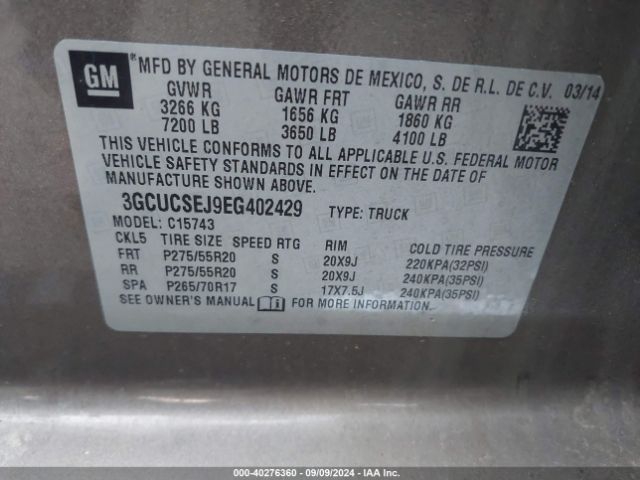 3GCUCSEJ9EG402429 Chevrolet Silverado 1500 1lz