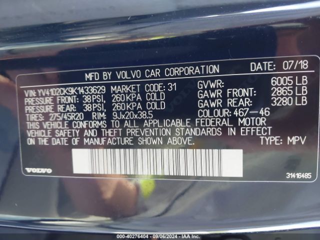 YV4102CK9K1433629 Volvo Xc90 T5 Momentum