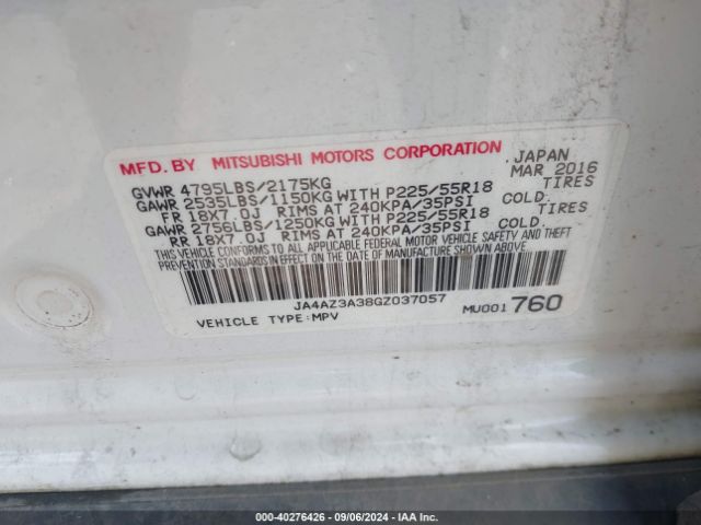 JA4AZ3A38GZ037057 Mitsubishi Outlander Es/se/sel