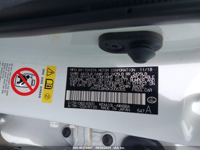 JTHY3JBH0K2005305 Lexus Ux 200 F Sport