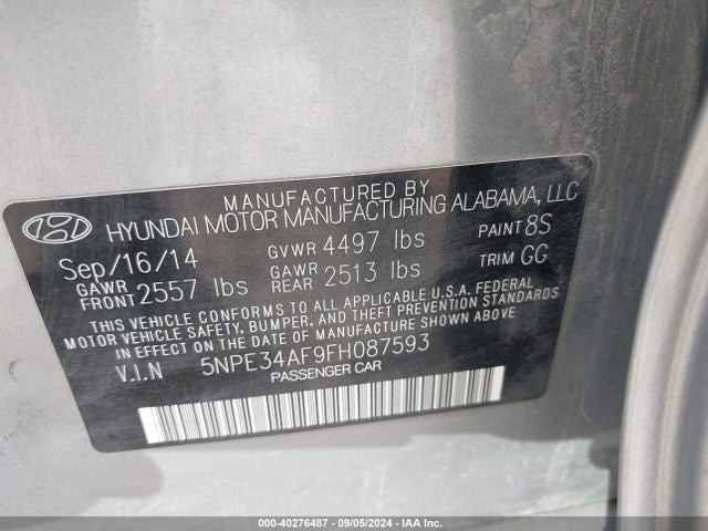 5NPE34AF9FH087593 Hyundai Sonata Limited