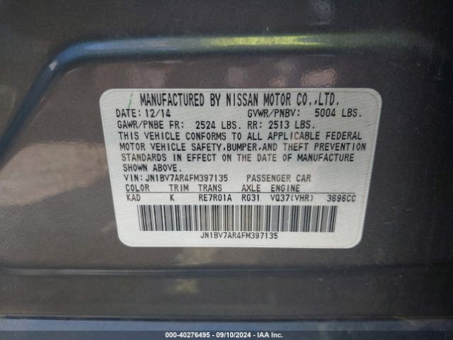 JN1BV7AR4FM397135 Infiniti Q50 Premium