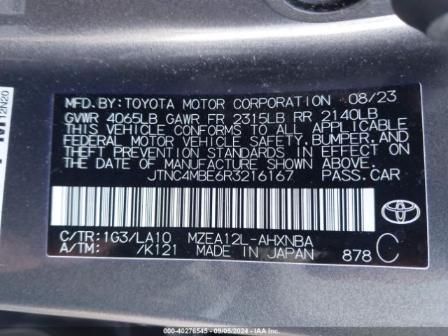 JTNC4MBE6R3216167 Toyota Corolla Xse