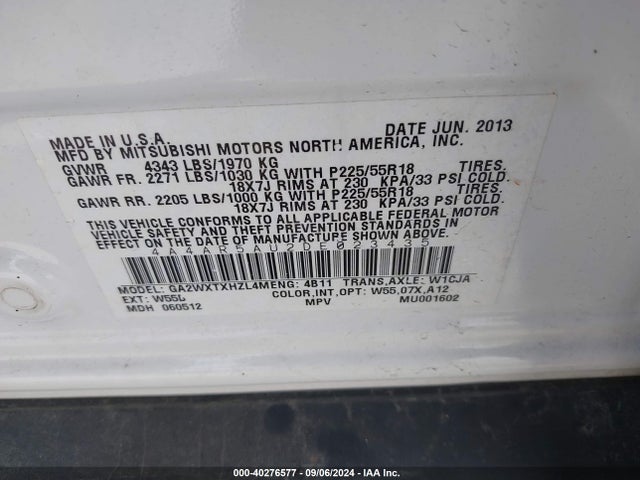 2013 MITSUBISHI OUTLANDER SPORT 4A4AR5AU2DE023435 Photo 8
