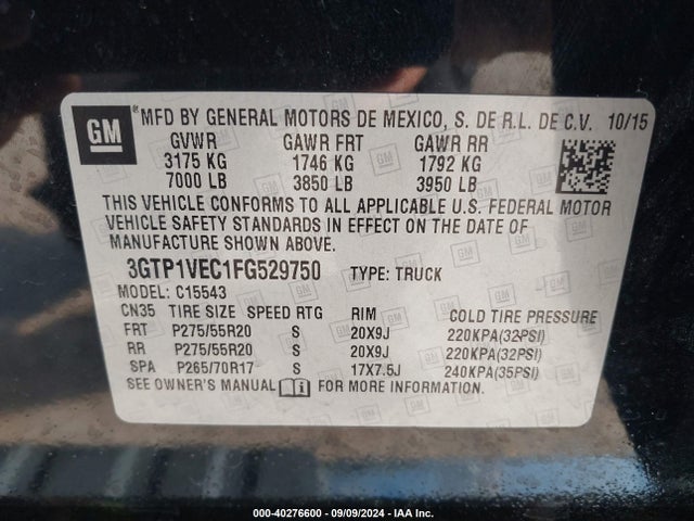 GMC Sierra 1500 Slt 2015 3GTP1VEC1FG529750 Image 9