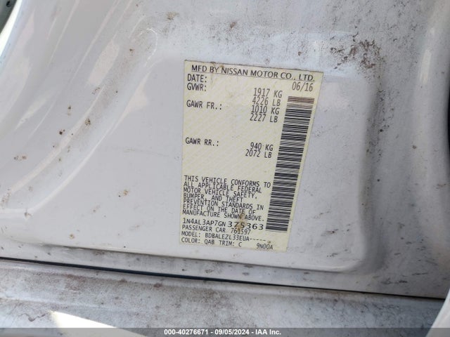 Nissan Altima 2.5 S 2016 1N4AL3AP7GN375363 Image 9