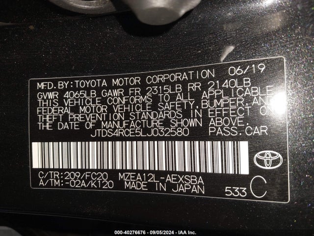 Toyota COROLLA SE 2020 JTDS4RCE5LJ032580 Image 9