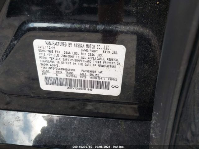 JN1EV7CR1NM341999 Infiniti Q50 Sensory Awd