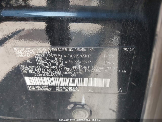 Toyota RAV4 LE 2016 2T3BFREV4GW536777 Image 9