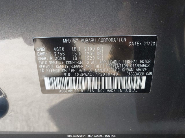4S3BWAC67P3010448 Subaru Legacy Premium