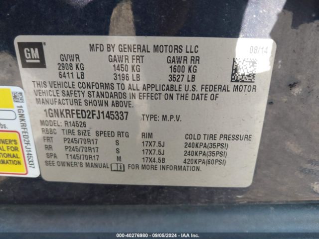 1GNKRFED2FJ145337 Chevrolet Traverse Ls