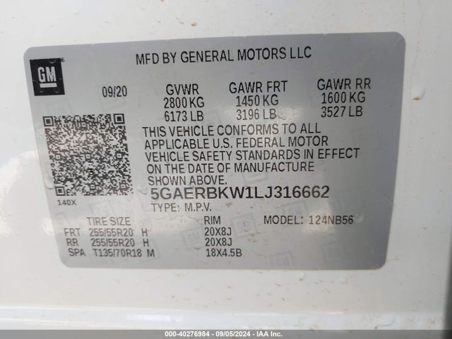 5GAERBKW1LJ316662 Buick Enclave Fwd Essence