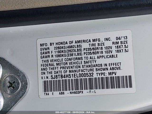 5J8TB4H51EL000532 Acura RDX