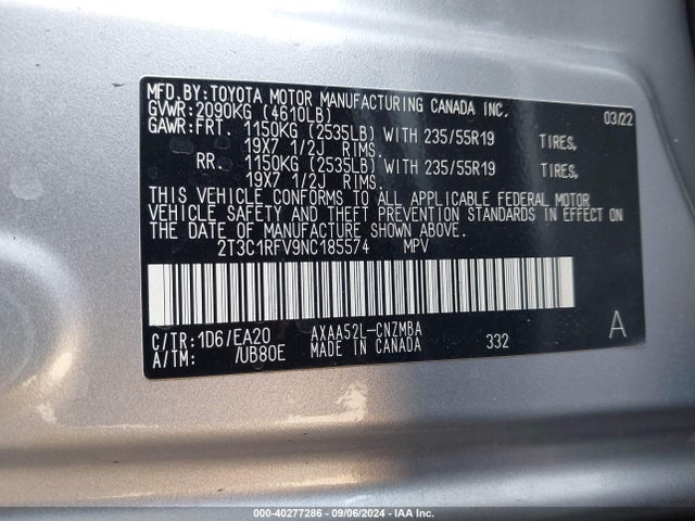 Toyota Rav4 Xle Premium 2022 2T3C1RFV9NC185574 Image 9