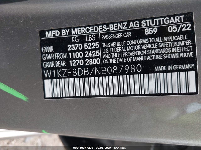 W1KZF8DB7NB087980 Mercedes-Benz E 350