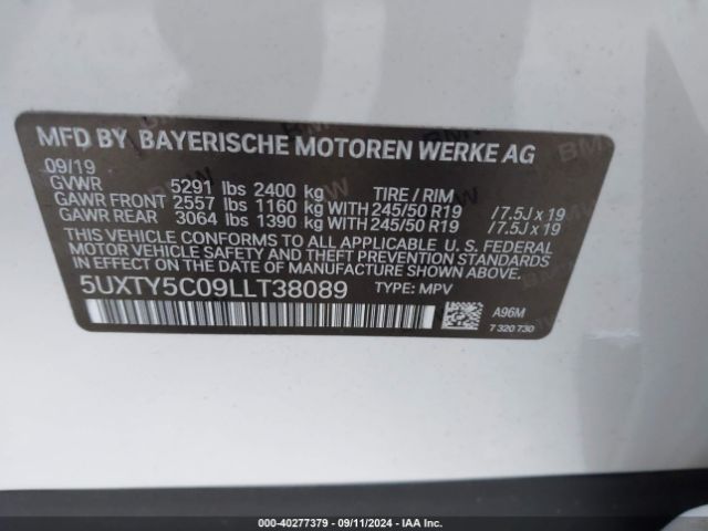 5UXTY5C09LLT38089 BMW X3 Xdrive30i