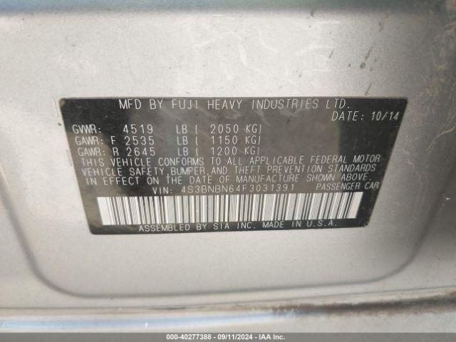 4S3BNBN64F3031391 Subaru Legacy 2.5i Limited