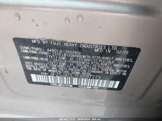 JF2SJADC7FH597773 Subaru Forester 2.5i Premium