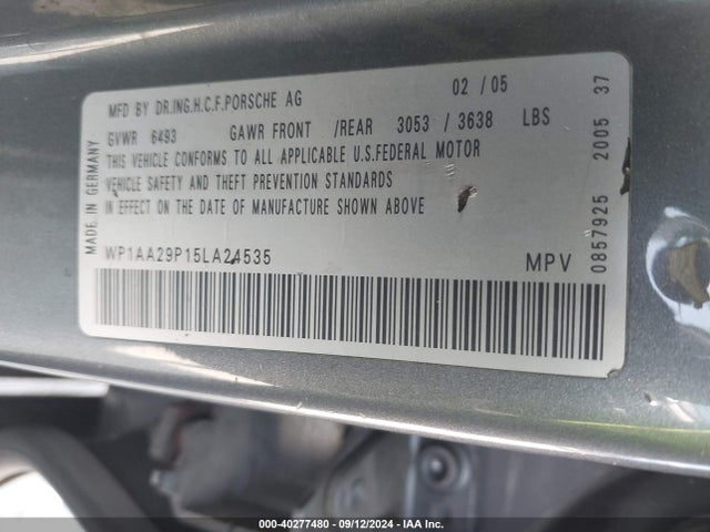 2005 PORSCHE CAYENNE WP1AA29P15LA24535 Photo 8