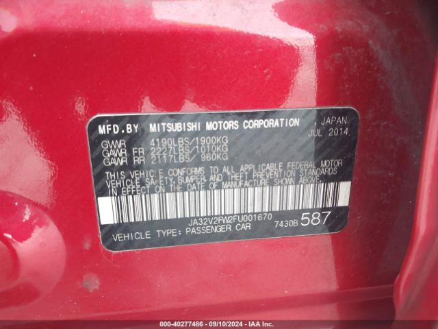 JA32V2FW2FU001670 Mitsubishi Lancer Se